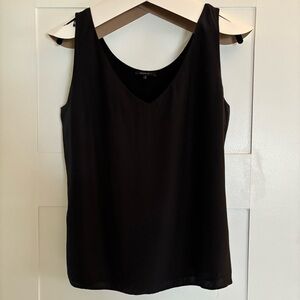 Lafayette 148 100% silk black lined v neck tank top / sleeveless blouse size 10